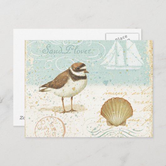 Vintager Strand Postkarte (Vorne/Hinten)