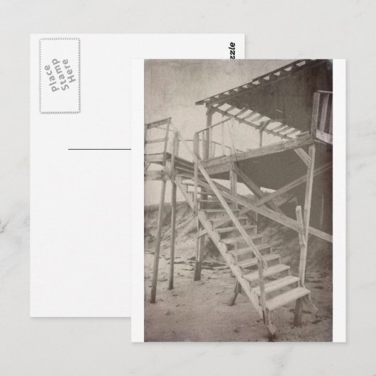 Vintager Strand Postkarte (Vorne/Hinten)