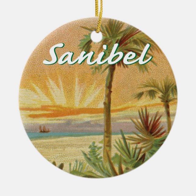 Vintager Strand Sanibel Insel-Floridas Keramik Ornament (Vorne)