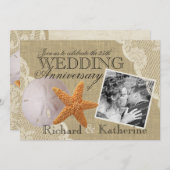 Vintager Strand und Hochzeitsfest Einladung (Vorne/Hinten)