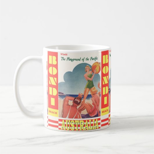 Vintager Strand von Bondi: Iconic Australia Kaffeetasse (Links)