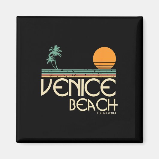 Vintager Strand von Venedig Magnet (Vorne)