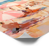 Vintager Stranddruck | abstrakte Küstenbemalung Poster (Ecke)