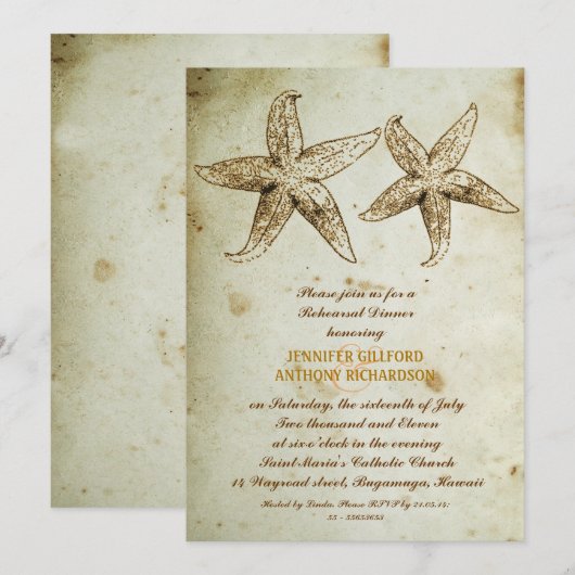 VINTAGER STRANDSTRAND PROBE ABENDESSEN EINLADUNG (Vorne/Hinten)