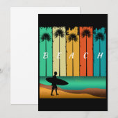 VINTAGER STRANDSTRANDSTRANDPALME EINLADUNG (Vorne/Hinten)