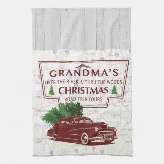 Vintager Straßen-Reise-Ausflug der Großmutter Geschirrtuch (Vertikal)