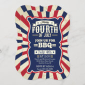 Vintager Streifen 4. Juli Party Einladung (Vorne/Hinten)