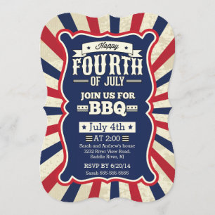 Vintager Streifen 4. Juli Party Einladung