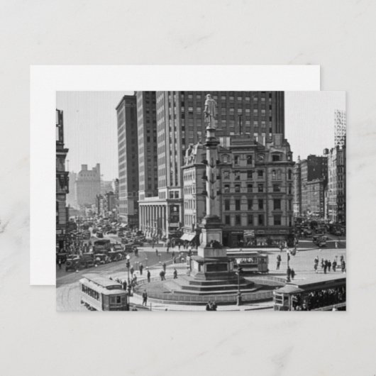 Vintager Streifenleiter des Columbus Circle Postkarte (Vorne/Hinten)