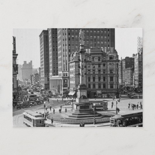 Vintager Streifenleiter des Columbus Circle Postkarte (Vorderseite)