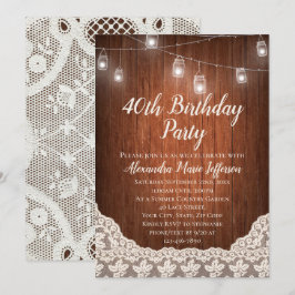 Vintager String Light Mason Jar 40. Geburtstag Par Einladung