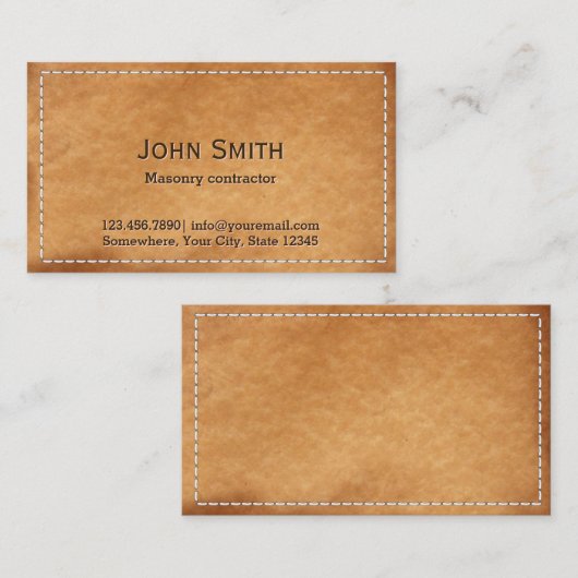 Vintager Strohledermauerwerk Visitenkarte (Vorne/Hinten)