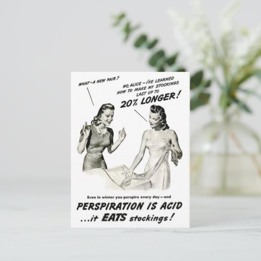 Vintager Strumpf Pantyschläuche Werbung Postkarte (Stehend Vorderseite)