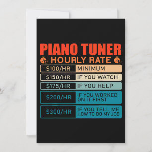 Vintager Stundenlohn für Piano Tuner Einladung