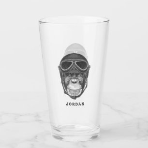 Vintager Sturzhelm-Schimpanse addieren Ihren Glas
