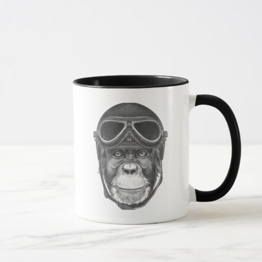 Vintager Sturzhelm-Schimpanse Tasse (Rechts)