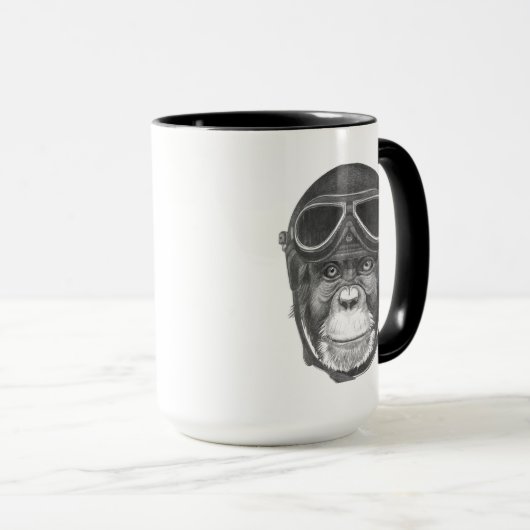 Vintager Sturzhelm-Schimpanse Tasse (VorderseiteRechts)