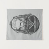 Vintager Sturzhelm-Schimpanse Wandteppich (Vorderseite (Horizontal))