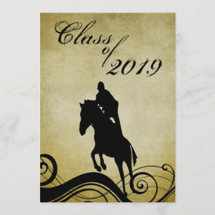 Vintager Style Horse Jumping Abschluss Einladung