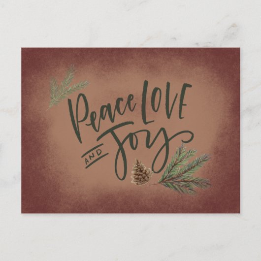 Vintager Style Peace Liebe & Joliday Postkarte (Vorderseite)