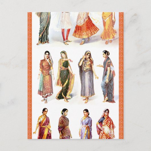 Vintager Styles_of_Sari-Druck Postkarte (Vorderseite)