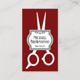 Vintager Stylist Barber Scheren burgund Visitenkarte