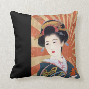 Vintager Sun Rays den japanischen Retro Geisha Kissen