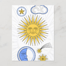 Vintager Sun und Mond Ankündigungspostkarte