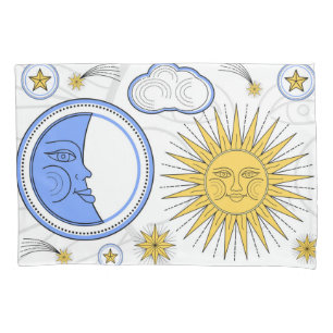 Vintager Sun und Mond Kissenbezug