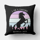 Vintager Sunset I bin ein Einhornaufzuchtdatum Kissen (Rückseite)