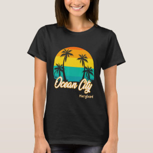 Vintager Sunset Ocean City Beach Maryland Summer V T-Shirt