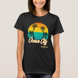 Vintager Sunset Ocean City Beach Maryland Summer V T-Shirt