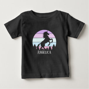 Vintager Sunset Unicorname Geburtsdatum Baby T-shirt