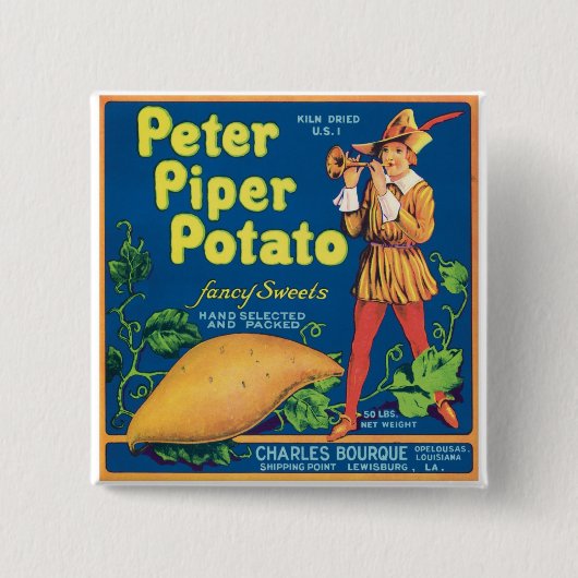 Vintager süße Kartoffel-Nahrungsmittel-Aufkleber Button (Vorderseite)