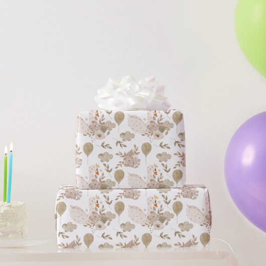 Vintager Sweet Swan, Blumenstrauß, Balloons Wrapp Geschenkpapier (Partygeschenke)