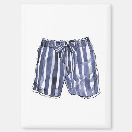 Vintager Swimsuit Navy Strick Swim Trunks Magnet