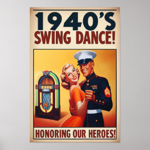 Vintager Swing-Tanzgesang für den Militärdienst Poster