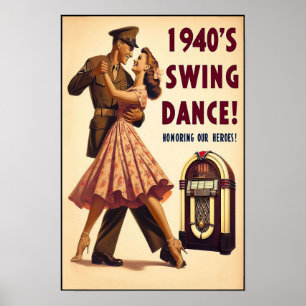 Vintager Swing-Tanzgesang für den Militärdienst Poster