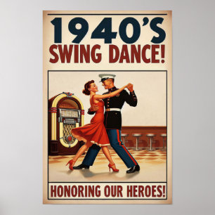 Vintager Swing-Tanzgesang für den Militärdienst Poster