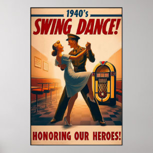 Vintager Swing-Tanzgesang für den Militärdienst Poster