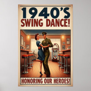Vintager Swing-Tanzgesang für den Militärdienst Poster
