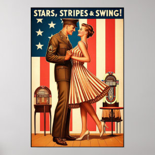 Vintager Swing-Tanzgesang für den Militärdienst Poster