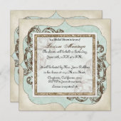 Vintager Swirl Blühe Etchings Floral Wedding Einladung (Vorne/Hinten)