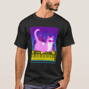 Vintager Synthesizer Katzenretro Synth Vaporwave-S T-Shirt