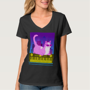 Vintager Synthesizer Katzenretro Synth Vaporwave-S T-Shirt