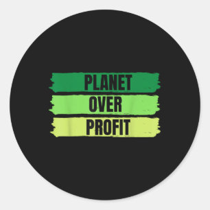 Vintager T - Shirt 2022 Planet Over Profit Earth D Runder Aufkleber