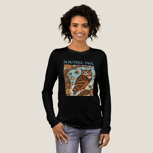 Vintager T - Shirt Owl und Batik Forest (Volle Vorderseite)