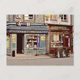 Vintager Tabakladen und Bar in der Normandie in Fr Postkarte