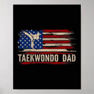 Vintager Taekwondo-Vater American Usa Flag Sports Poster