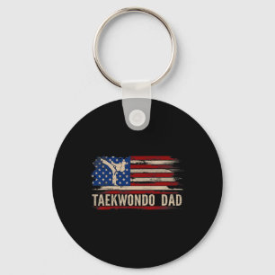 Vintager Taekwondo-Vater American Usa Flag Sports Schlüsselanhänger